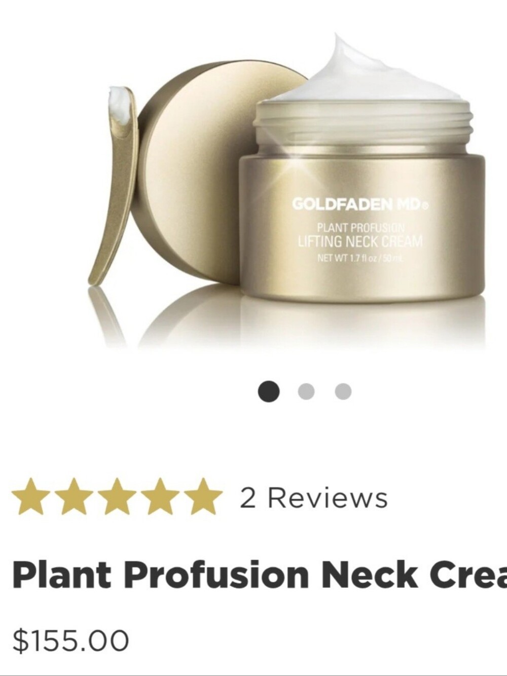 Goldfaden MD Plant Profusion Lifting Neck Cream 1.7oz 50ml NEW MSRP $155 Antiage